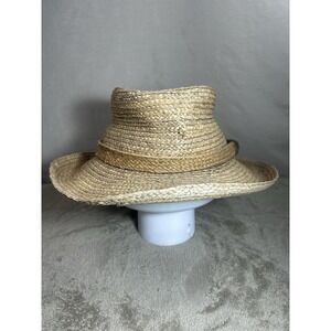 Summer Club Woven Straw Sun Hat Styled Australia UPF S/M Natural Fedora Outback